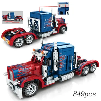 

Legoing Technic Series Creator Pull Back Car Compatible Movie Transformation Optimus Prime Truck Model Building Blocks Kid's Toy