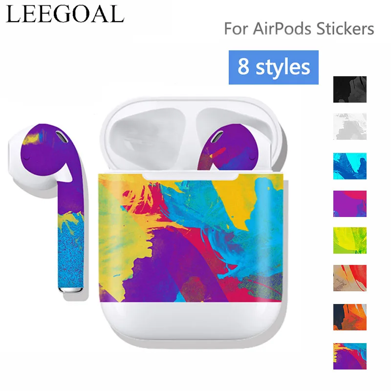 

8 Color Stickers For AirPods 2 pcs Case Skins Protective Wraps Stickers Customized Graffiti Replacements Max Coverage