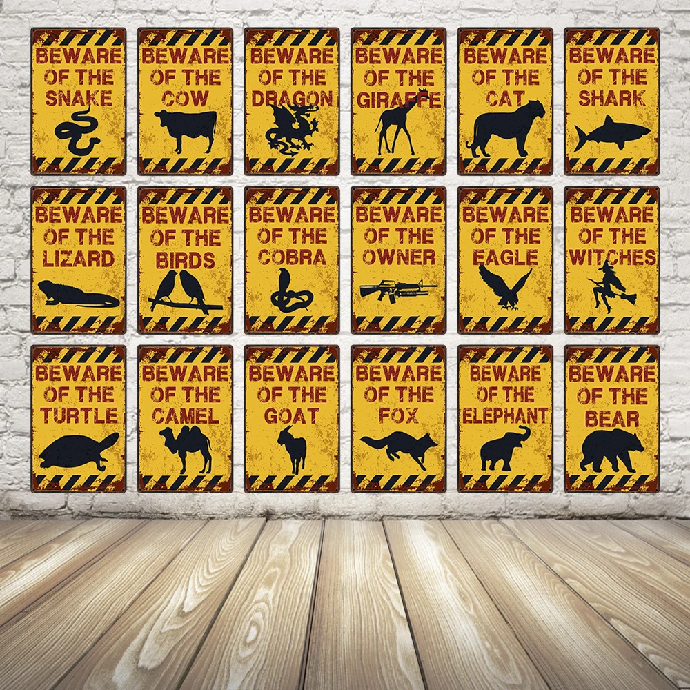 

[ Kelly66 ] Beware of Smake Shark Hunter Eaqle Vintage Metal Sign Tin Poster Home Decor Bar Wall Art Painting 20*30 CM Size Dy5