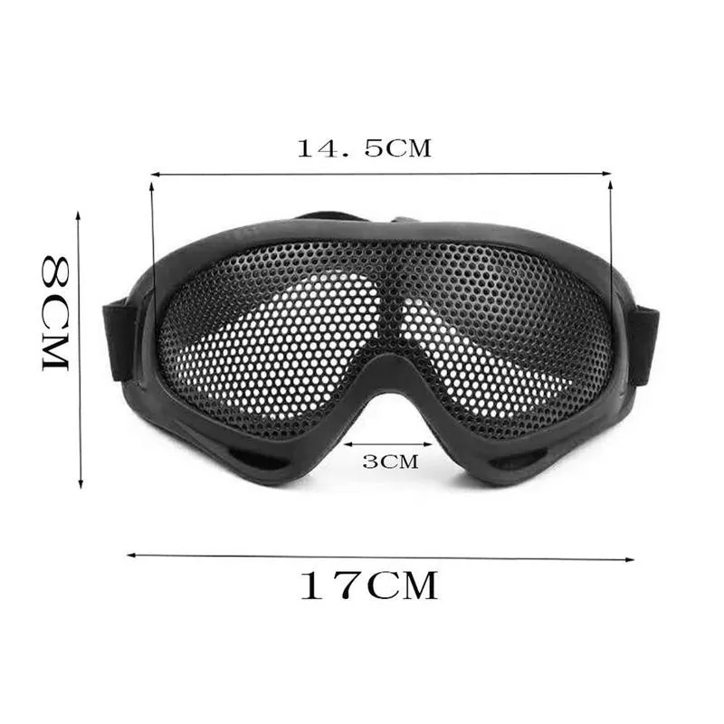 Outdoor Eye Protective Comfortable Airsoft Safety Tactical Metal Mesh Glasses Goggle Black