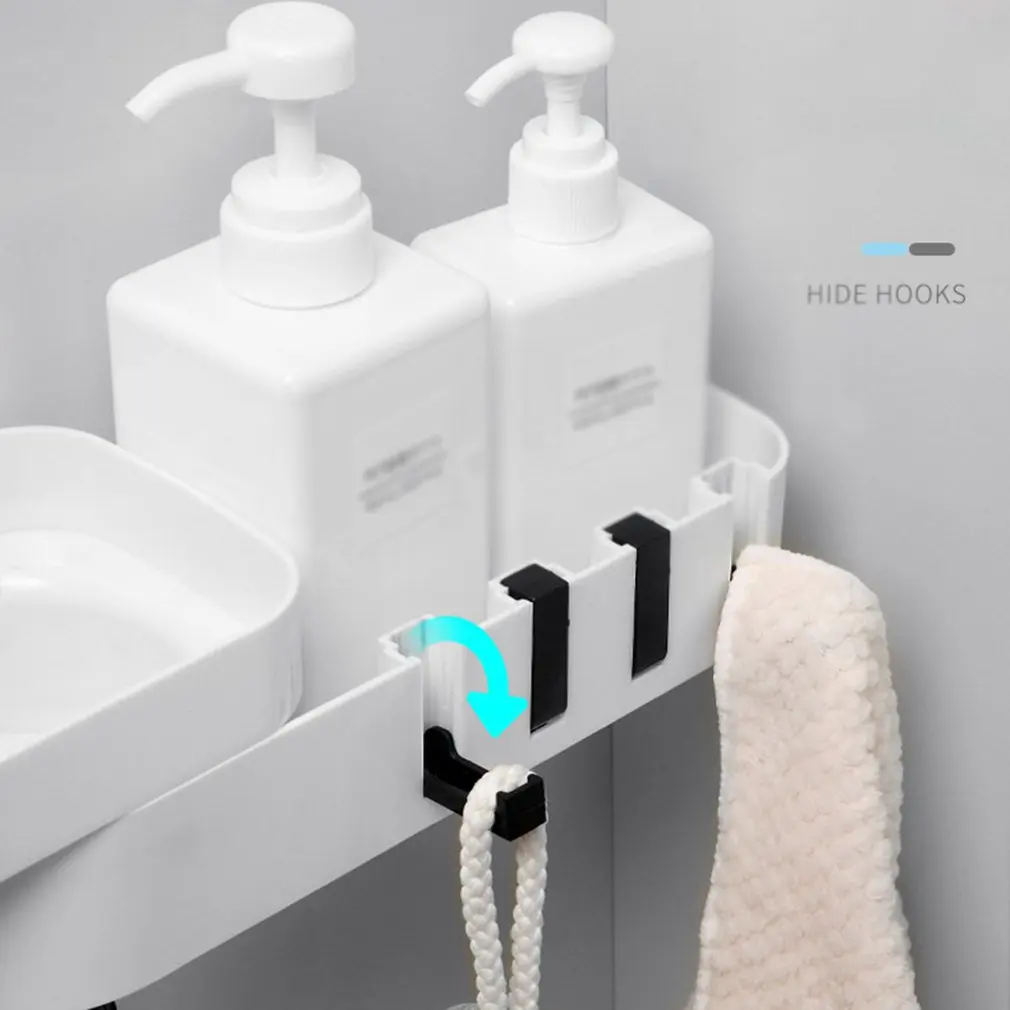 Punch-free Toilet Storage Rack Bathroom Seamless Rotating Rack Double Rotating Rack Multi-function Toilet Rack
