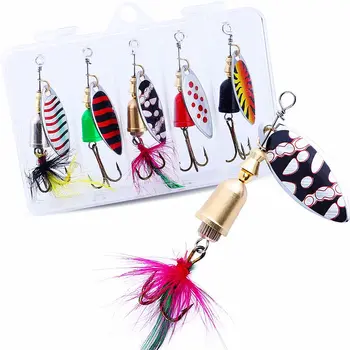 

Sougayilang 5pcs Spinners Baits Hard Metal Fishing Combo Lures Bass Trout Salmon Baits Kits Spinnerbaits Tackle with Box