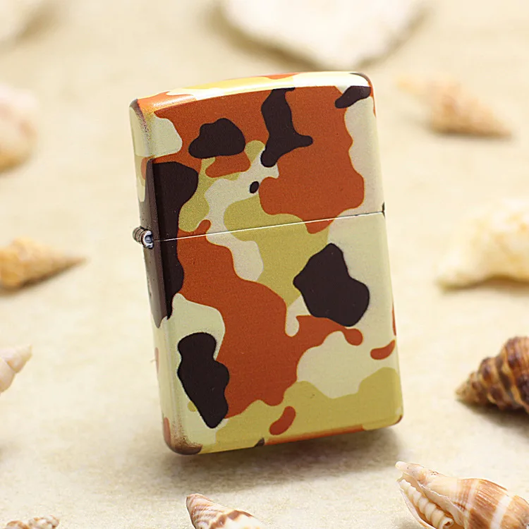 

Genuine Zippo oil lighter copper windproof Camo Sand Matte paint cigarette Kerosene lighters Gift With anti-counterfeiting code