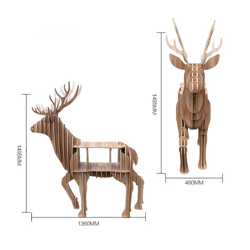 DIY скандинавский Североевропейский стиль Олень боковая настольная полка для хранения книг животное деревянное кофейное растение стол