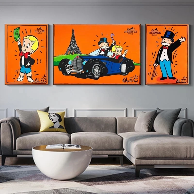 Alec Monopoly Graffiti Art Money Canvas Painting Posters and Prints