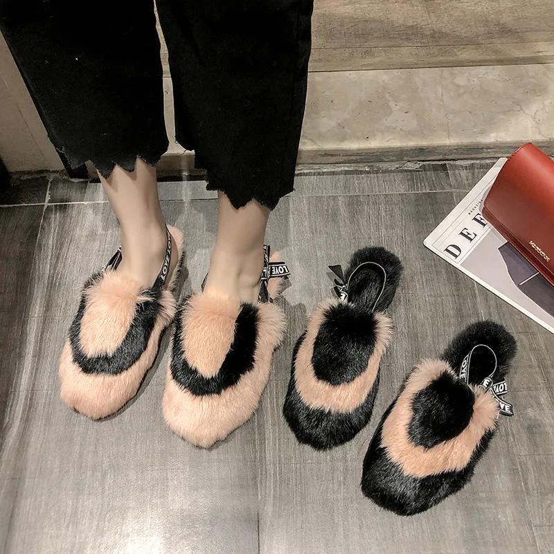 

Slipper Women's Outer Wear 2019 Autumn And Winter New Style Versatile Furry Shoe-Style Half WOMEN'S Thin Shoes Online Celebrity