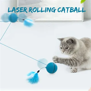 

2020 Smart Funny Pet Toy Interactive Self Rotating USB Charged Pets Chaser Ball with Detachable Feather Colorful Toy Drop #0729