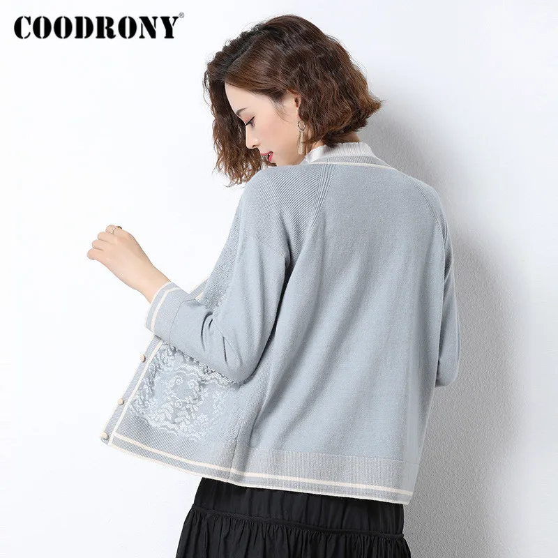 COODRONY Brand Cardigans Streetwear Light Color Floral Women 2020 Autumn Winter Casual Slim Fit Wool Sweaters Female W1031