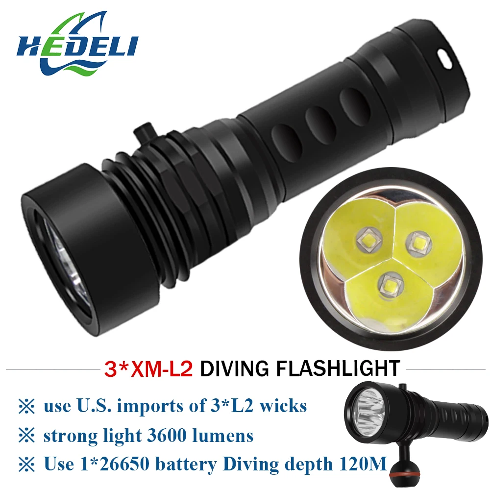 

100M professional diving equipment underwater photo fill light scuba flashlights cree xm l2 waterproof led torch lampe torche