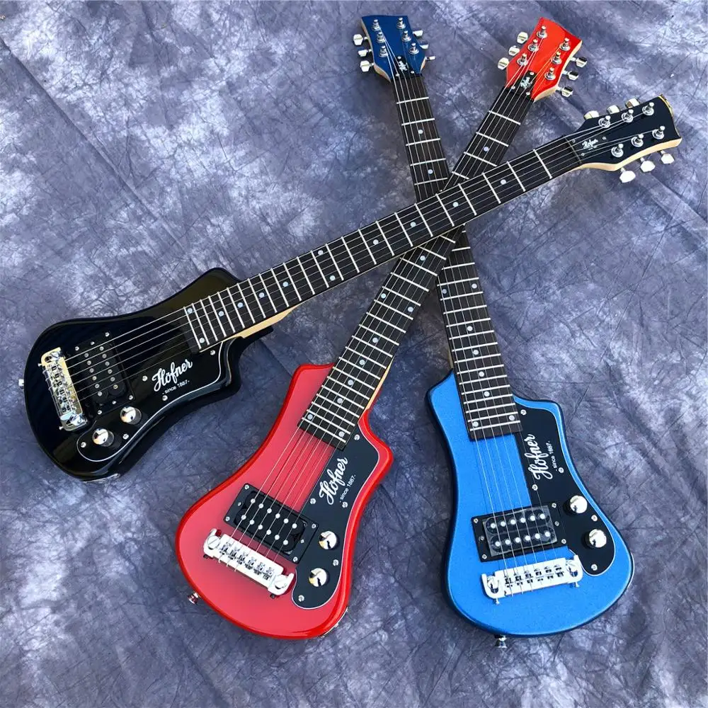 Трехцветная мини-гитара hofner shoty для путешествий, портативная гитара для начинающих, электрогитара для детей