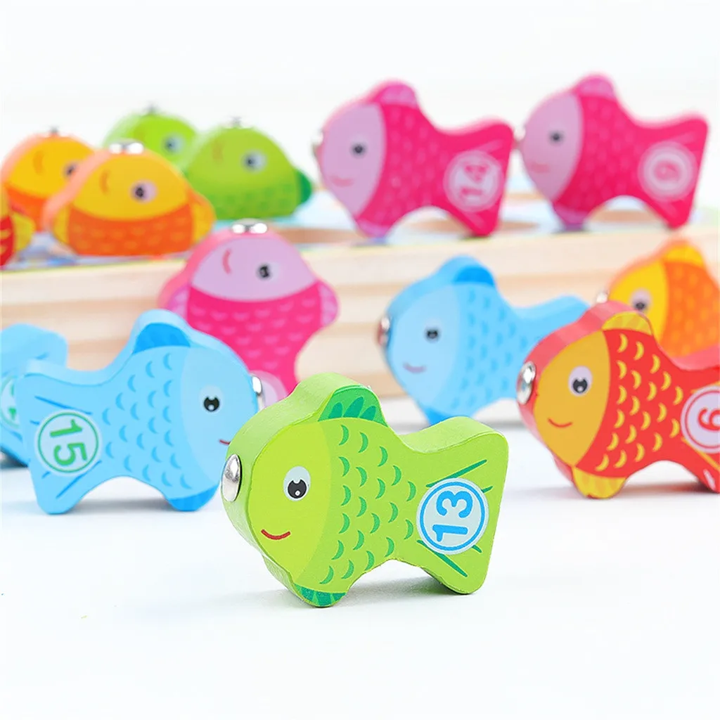 10 шт./компл., деревянные магнитные игрушки для рыбалки, обучающие игрушки для рыбалки для детей, Обучающие подарки Монтессори# g4