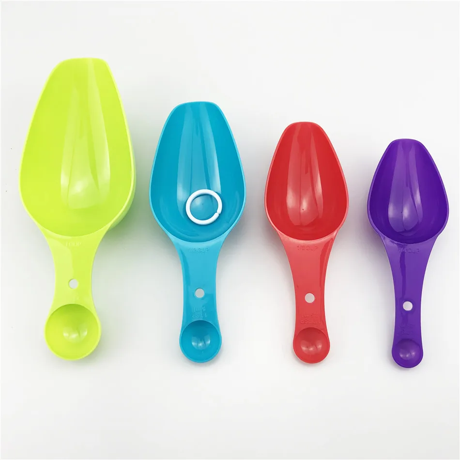TTLIFE, цветная пластиковая мерная ложка, сделай сам, мерная ложка для выпечки, мерный стакан, пластиковая лопатка для весов, набор из 4 предметов, инструмент для торта