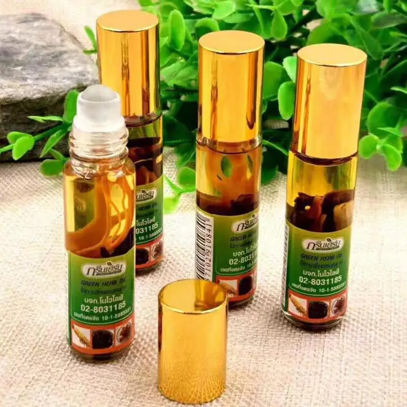 1 шт., тайское зеленое травяное масло для носовой мяты, мазь для снятия болевых ощущений, Эфирное освежающее масло для мозговой болезни, освежающее масло