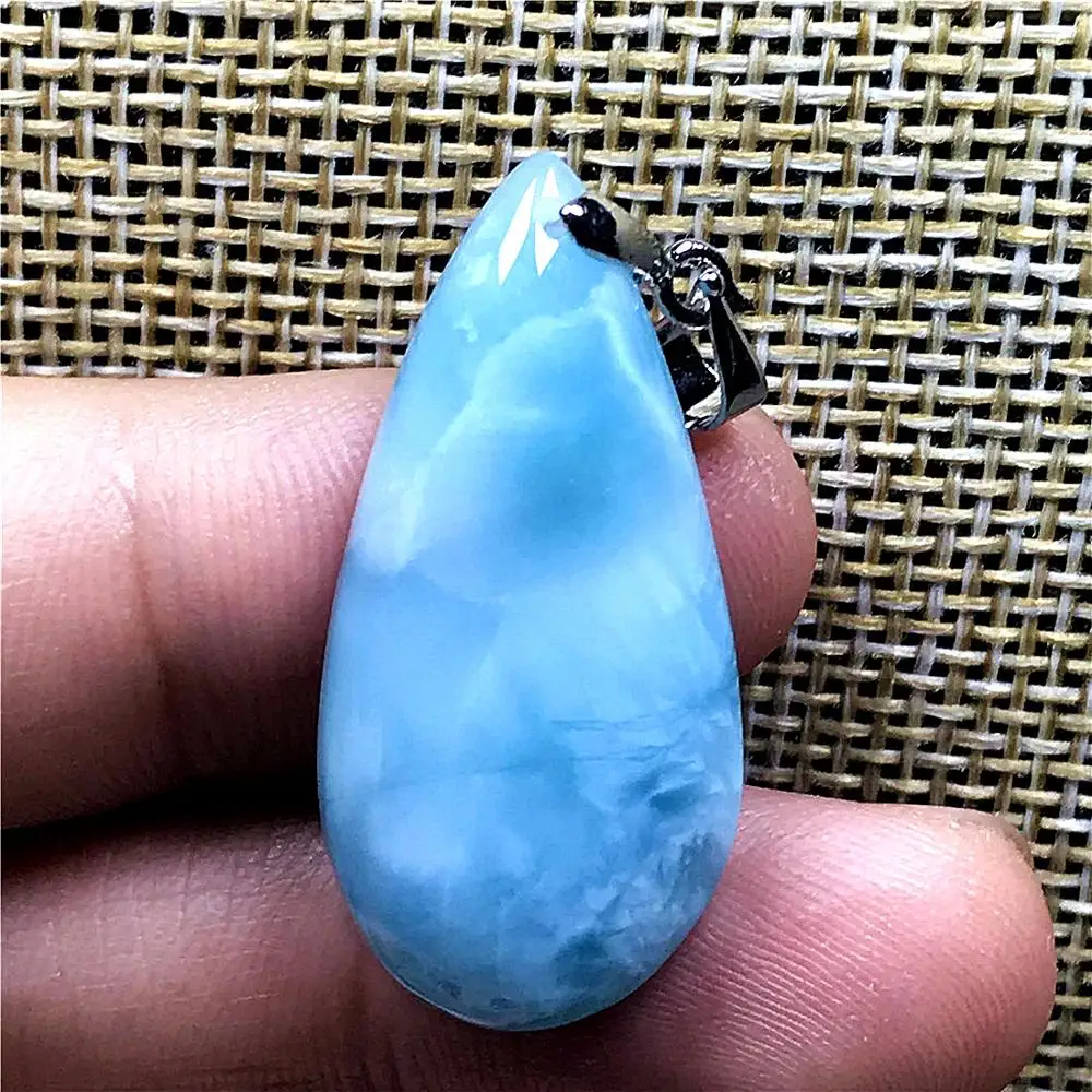 

Genuine Natural Blue Larimar Necklace Pendant For Woman Man 31x15x6mm Beads Dominica Crystal Water Drop Gemstone Jewelry AAAAA