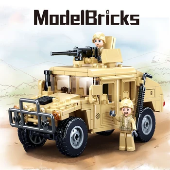 

265pcs Military Series Tank Model Building Blocks M1025 Armored Humvees 3D DIY Figures Bricks Toys for Children Boys Gift