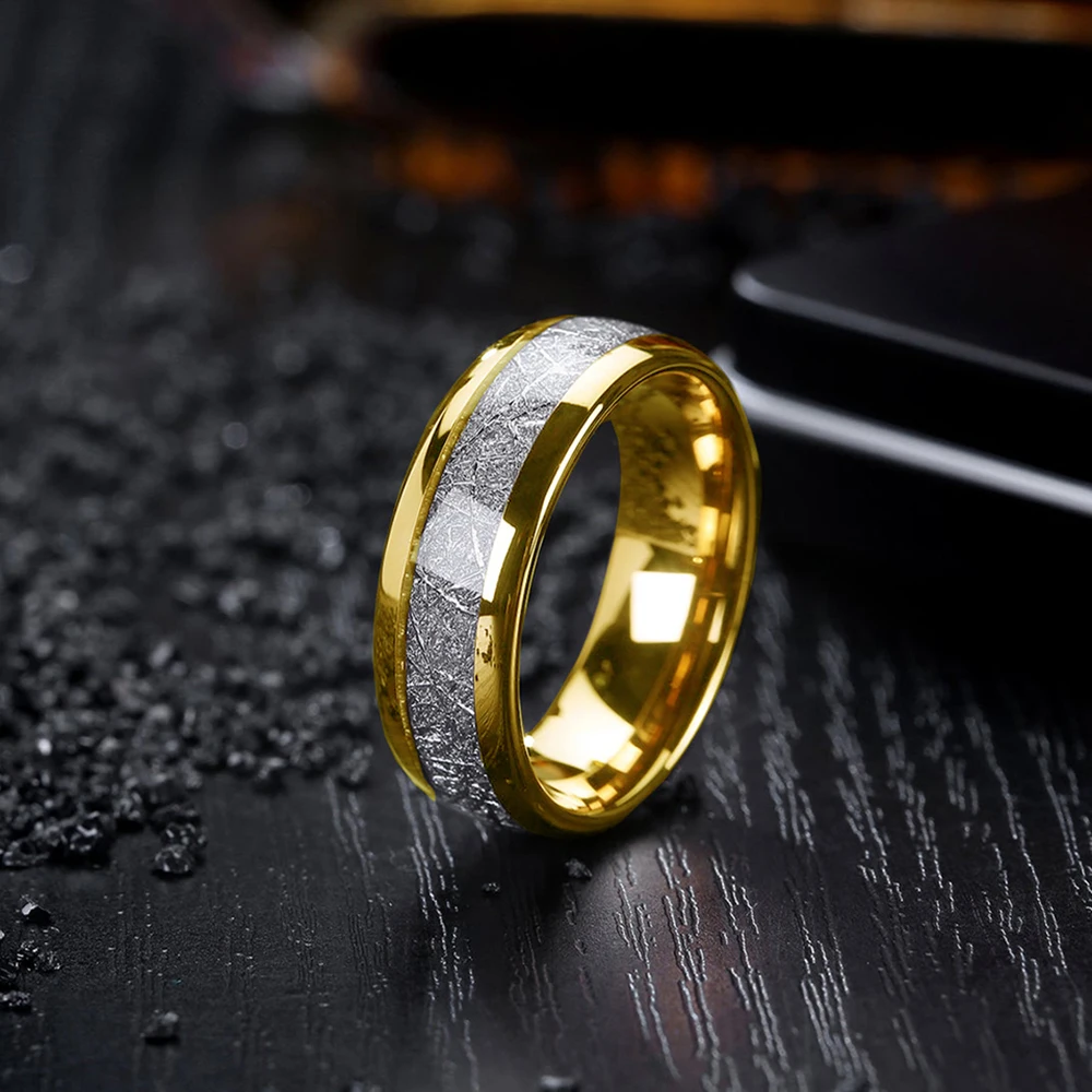 6 Colors Simple 8mm Men Tungsten Carbid Ring Gold Blue Black Matte Finish Beveled Polished Edge Engagement Ring Men Wedding Band