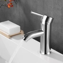 Chrome Bathroom Tap Waterfall Basin Tap Hot And Cold Water Mix Single-Hole Single Handle