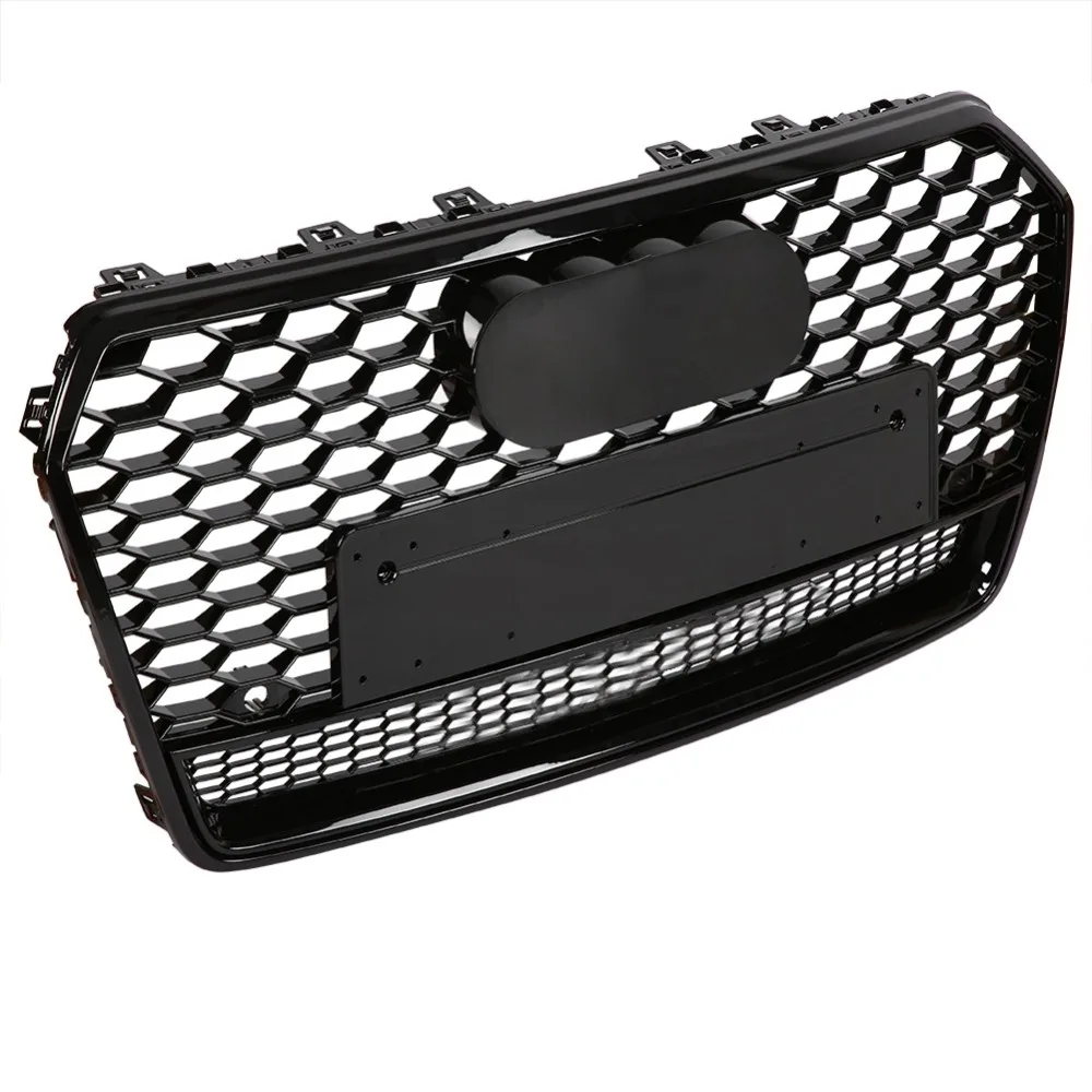 

For RS7 Quattro Style Front Sport Hex Mesh Honeycomb Hood Grill Gloss Black For Audi A7/S7 2015 2016 2017 Car Accessories New
