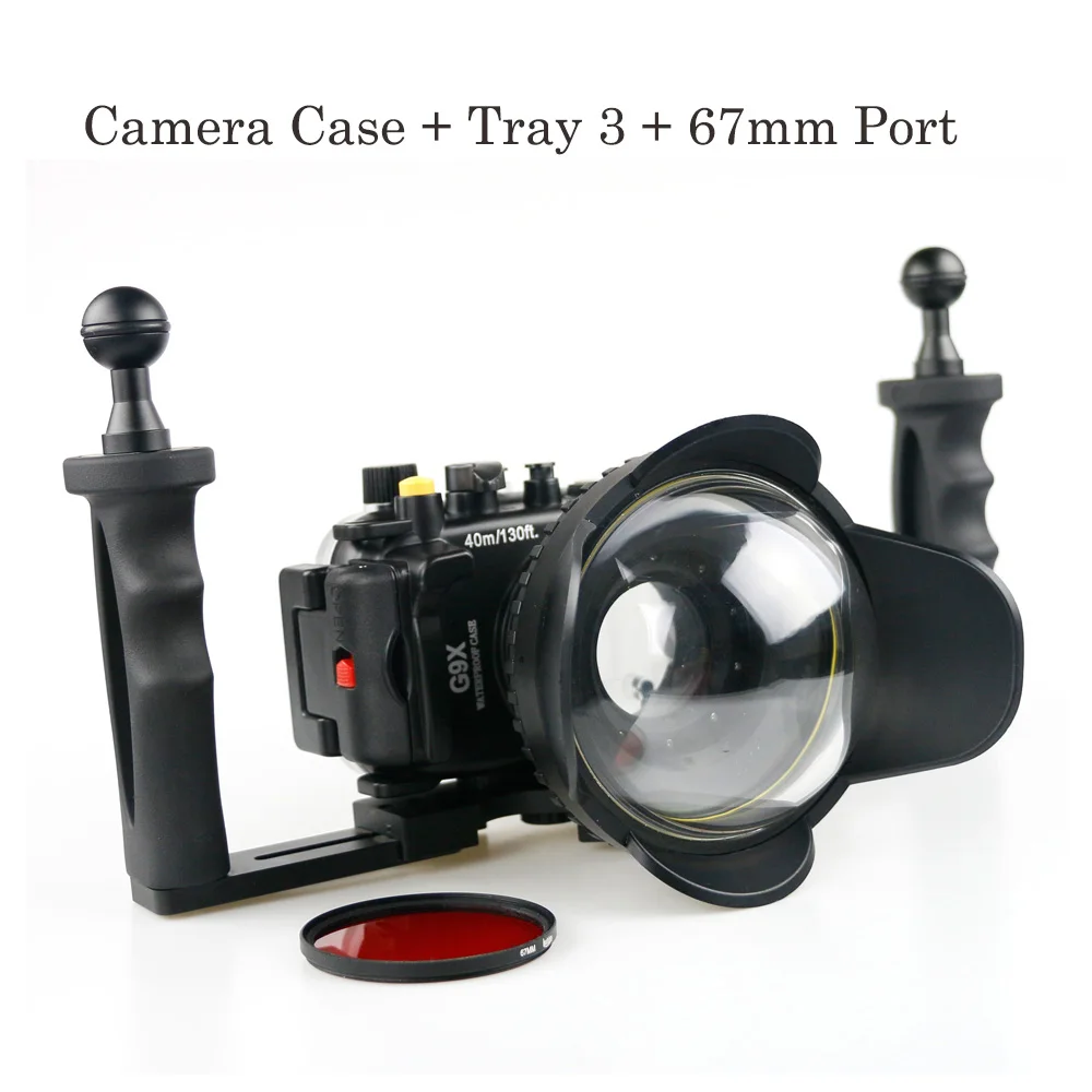 130FT/40M Underwater Depth Diving Case For Canon PowerShot G1X Mark II III G7X II G5X G9X Waterproof Camera Housing Cover Box - Цвет: Case Tray3 67mm Port