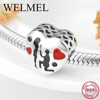 

Courtship Love sweetheart Heart 925 Sterling Silver Charms red Beads Fit Original Women Charm Bracelet Jewelry making women