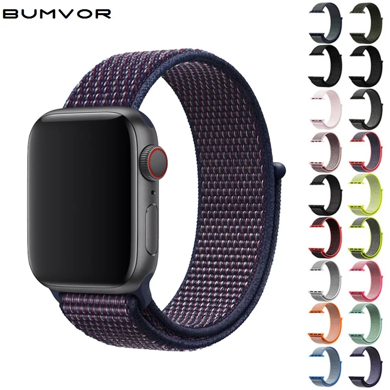 Ремешок для наручных часов Apple Watch Series 5/4/3/2 38 мм 42 мм мягкий нейлон дышащий сменный ремешок Спортивная петля для наручных часов iwatch серии 4 5 40