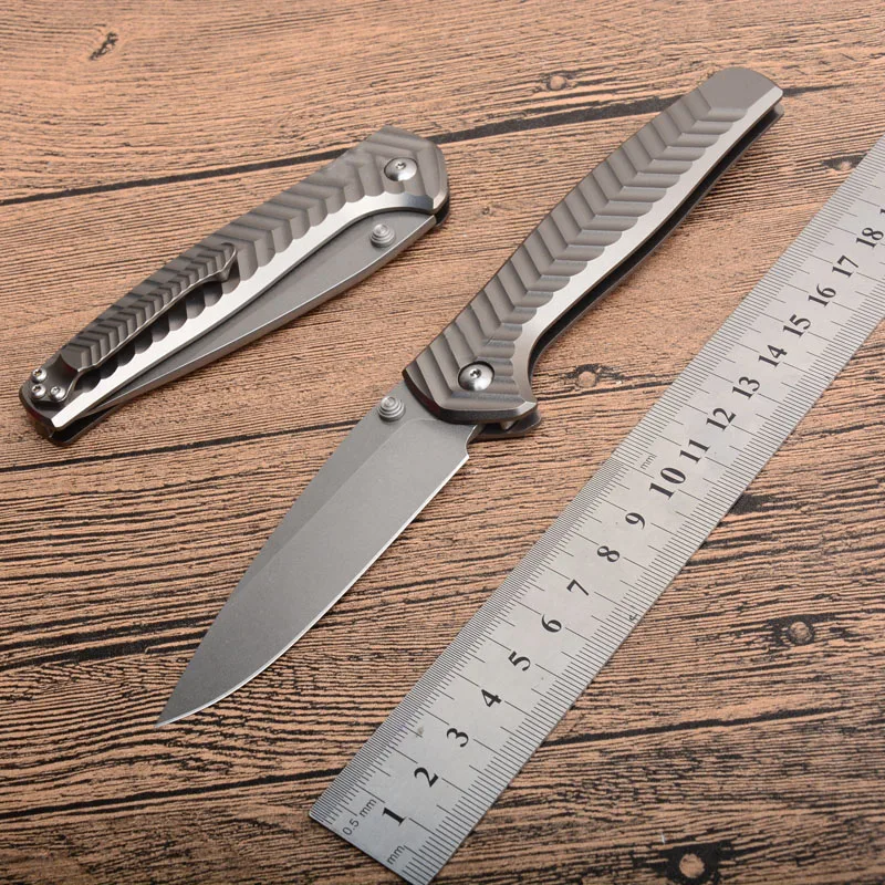 

High quality BM D2 Blade Titanium handle outddor Camping pocket knife Tactical Survival hunting fruit folding Knives CNC tools