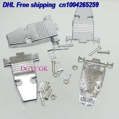 

DHL 50pcs 4sets Metalized Alloy D-Sub DB9 VGA DE9 9pin Shielded Hood Cover Housing shell 22-ct