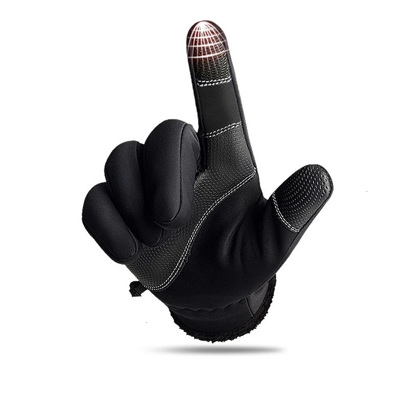 S-XXL, ветрозащитные, противоскользящие, морозостойкие, унисекс, водонепроницаемые, зимние перчатки, пушистые, теплые, для сенсорного экрана, для холодной погоды, велосипедные перчатки