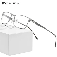 FONEX, титановый сплав оправа для очков, мужские очки по рецепту, квадратные очки для близорукости, мужские Оптические очки без винтов 9837