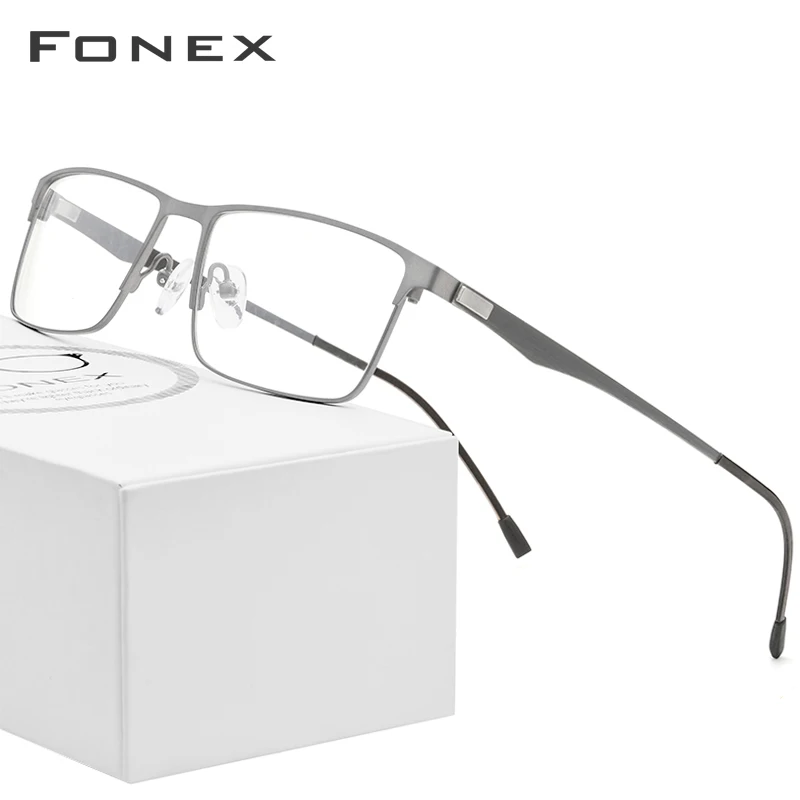 

FONEX Titanium Alloy Eyeglasses Frame Men Prescription Square Myopia Glasses Male Optical Screwless Eyewear 9837