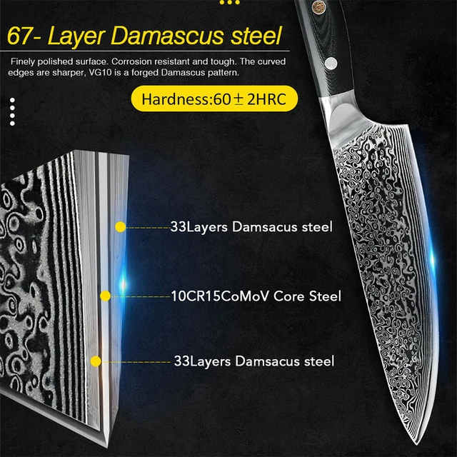 MASALONG Kitchen6 Japanese Chef Sharp Knife 67 Layers Damascus Steel，S