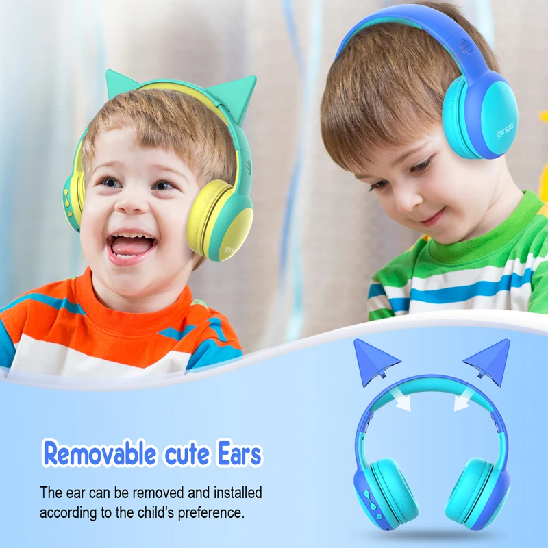 Cat Ear Bluetooth 5 0 Headphones Girls Kids Cute Headset 3 5mm Jack With Mic Wireless Headphone Foldable Adjustable Earphone
