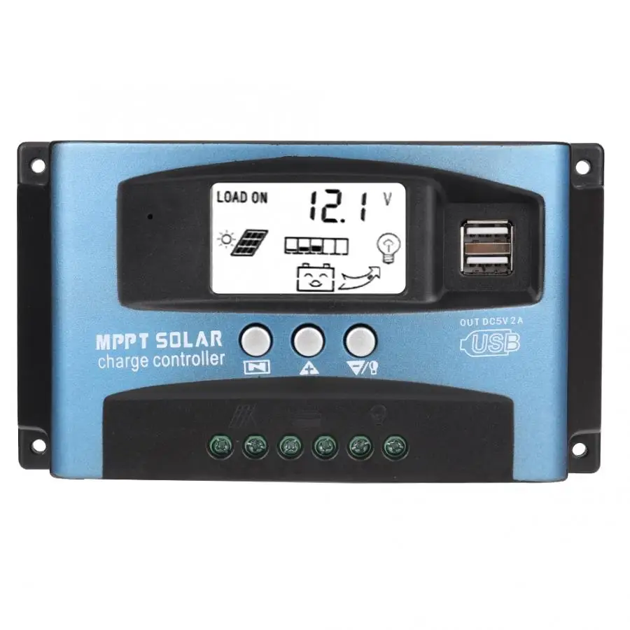 Контроллер заряда солнечной батареи 40A/50A/60A/100A MPPT 12 В 24 двойной USB ЖК дисплей
