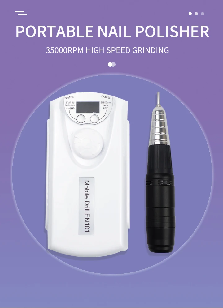 

3 Colors Salon Portable Nail Drill Machine Set For Manicure Nail Polisher Fast Grinding Nail Gel Rechargeab Milling Machines