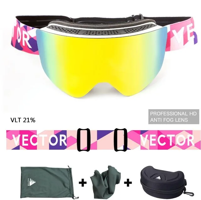 OTG лыжные очки для мужчин лыжные очки анти-противотуманные покрытия скейтборд, сноуборд лыжные женские солнцезащитные очки для спорта на открытом воздухе - Цвет: Pink case