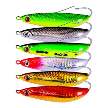 

6PC New Pencil Hard Fishing Lures 0.71oz-20g Fishing Tackle 6 Colors 3.54"-9cm with Jig Hook Fishing Bait