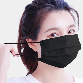 

White Pink Blue 3 Layer Nonwoven Disposable Masks 50pcs Black Face Mask with Filter Anti-Dust Dustproof Mouth Mask for Men Women