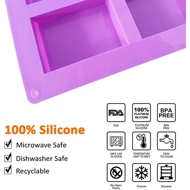 WALFOS 6 полости силиконовая форма для изготовления мыла 3D Обычная форма для мыла Прямоугольная форма для мыла ручной работы
