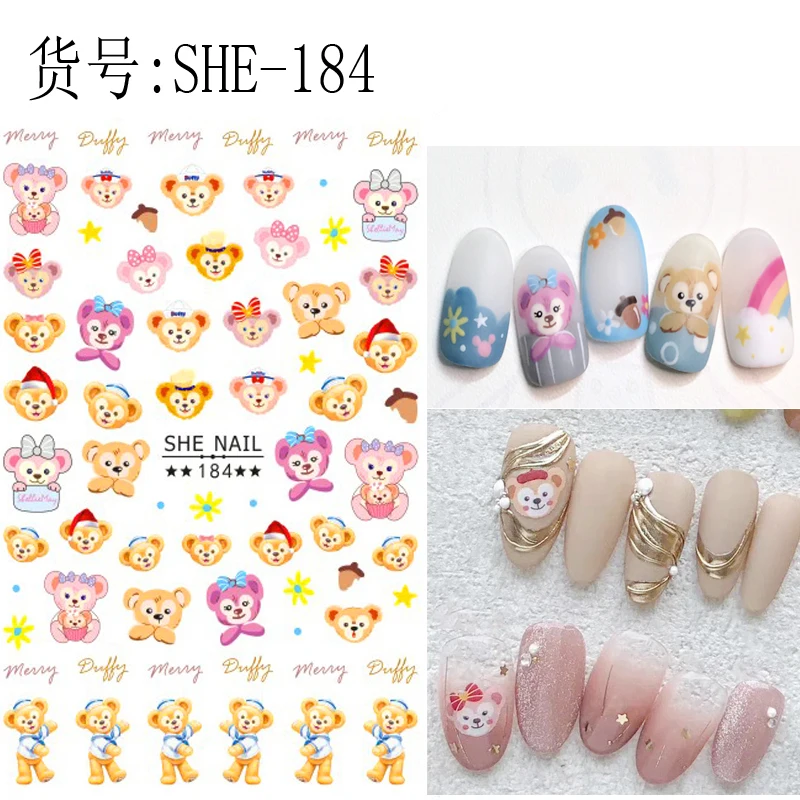 1PCS Disney Cartoon Anime Stitch Nail Sticker Mickey Mouse Donald Duck Nail Slider Dumbo Lion King Art Nail Decoration