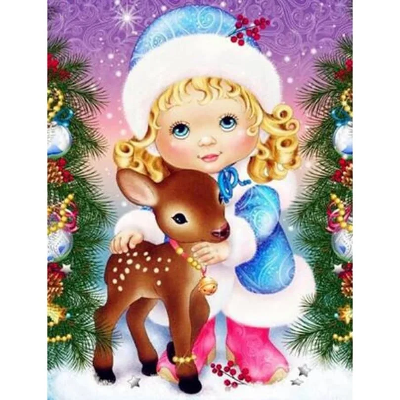 Full Square / Round Drill 5D DIY Diamond Painting &quotChristmas Little Princess" Embroidery Cross Stitch Home Decor | Дом и сад