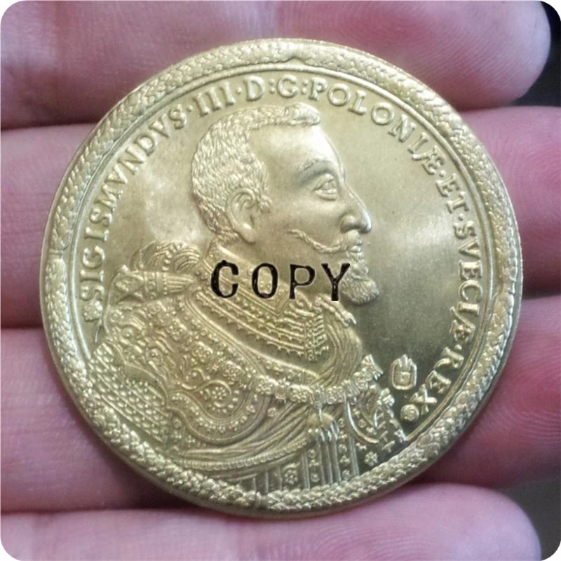 Монета Poland-100-DUKAT-1621-SIGIS-III-Gold-brass-RARE-beautiful-Copy | Дом и сад