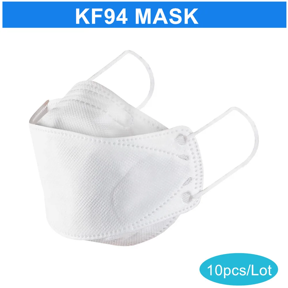 

KF94 MASK 10pcs 4 Layer Non-woven Breathable Mouth Nose Mask Face Covers Anti Dust Protective Facial Masks Filtration Mouth Mask