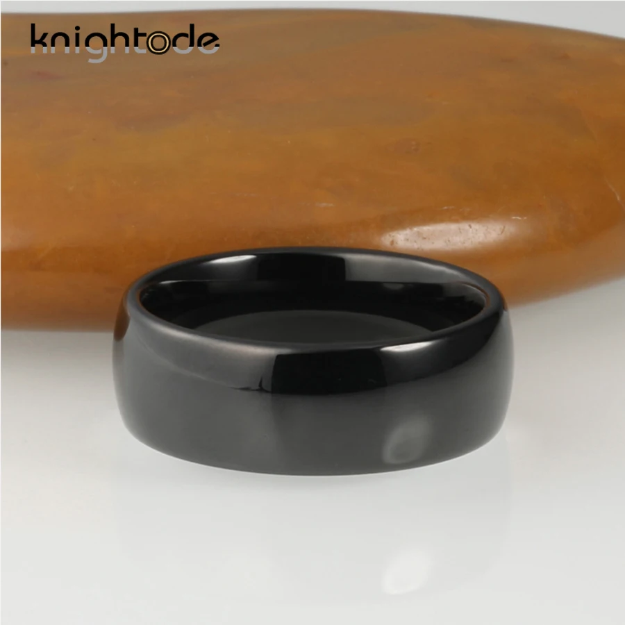 8mm Men Black Tungsten Carbide Engagement Rings 6mm Women Fashion Wedding Band Jewelry Gift Dome Polished Shiny Comfort Fit 3