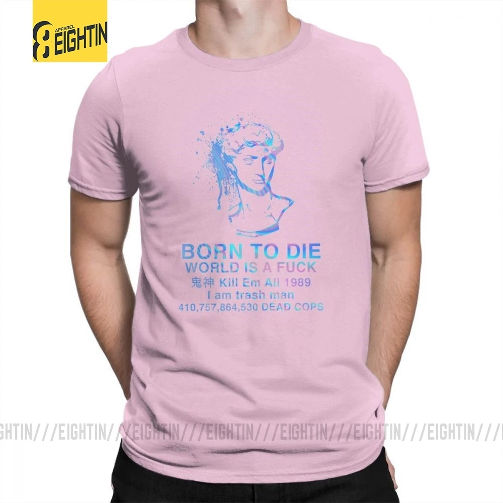 Vaporwave, футболки, Born to Die, футболки, большой размер, хлопок, мужские футболки с круглым воротником, графические, короткий рукав, стильные, уникальные - Цвет: Розовый
