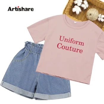 

Summer Clothes For Girls Letter Girls Outfits Tshirt + Denim Short Big Girls Clothes Casual Style Children's Tracksuit 6 8 10 12
