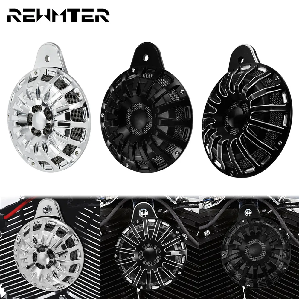 Motorcycle 15 Stripe Horn Cover Assembly Spearker Cover CNC Aluminum For Harley Big Twin 91-17 Touring 99-16 Dyna Fat Bob FXDF