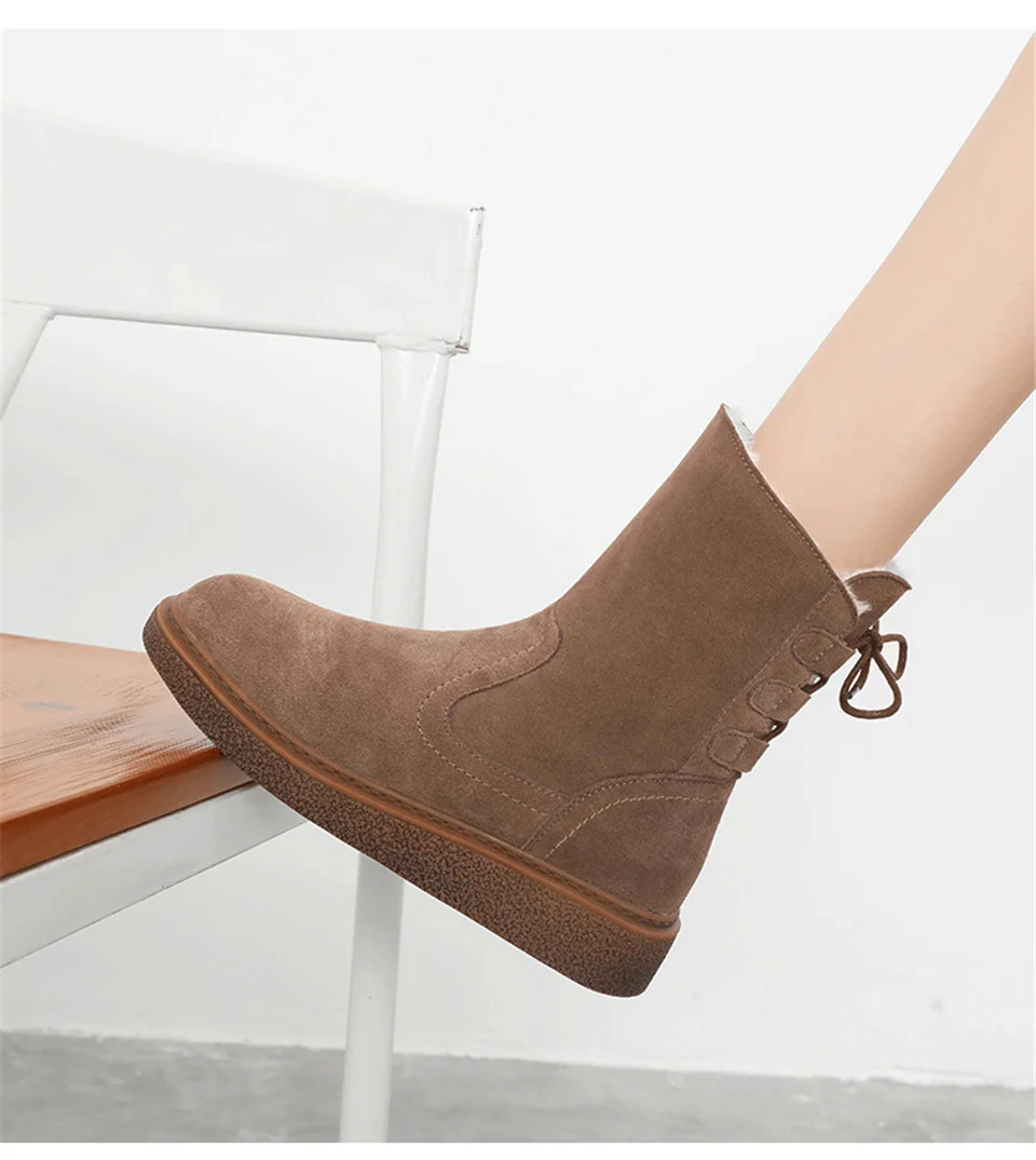 Malemonkey/Size35-40 зимние теплые модные женские ботинки на шнуровке с круглым носком зимние ботинки