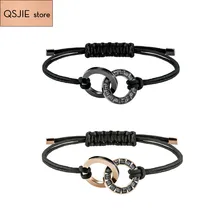 Высокое качество SWA концентрический двойной узел черный браслет Мода Пара ювелирный дизайн