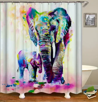 

Ocean Beach Shell Sea Turtle Elephant Shower Curtain 3D Waterproof Curtains Bathroom Pedestal Rug Lid Toilet Cover Bath Mat Set