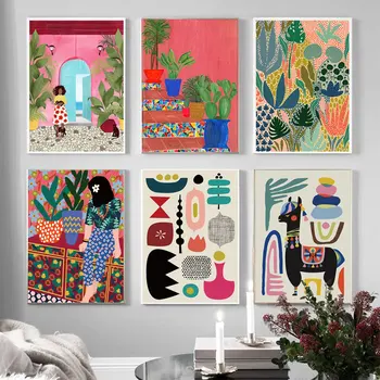 Moderno multicolore astratto giardino piante arte della parete tela pittura immagini poster e stampe galleria corridoio unico decorazioni per la casa